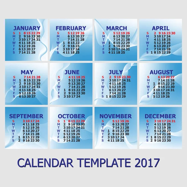 Calendario 2017 sobre un fondo abstracto — Vector de stock