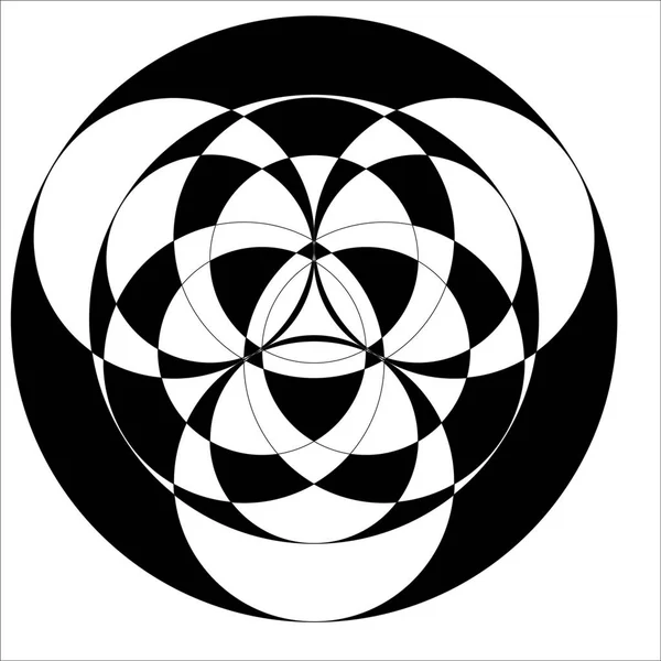 Abstrakter Vektor Schwarz-Weiß-Muster überlappender Kreise — Stockvektor