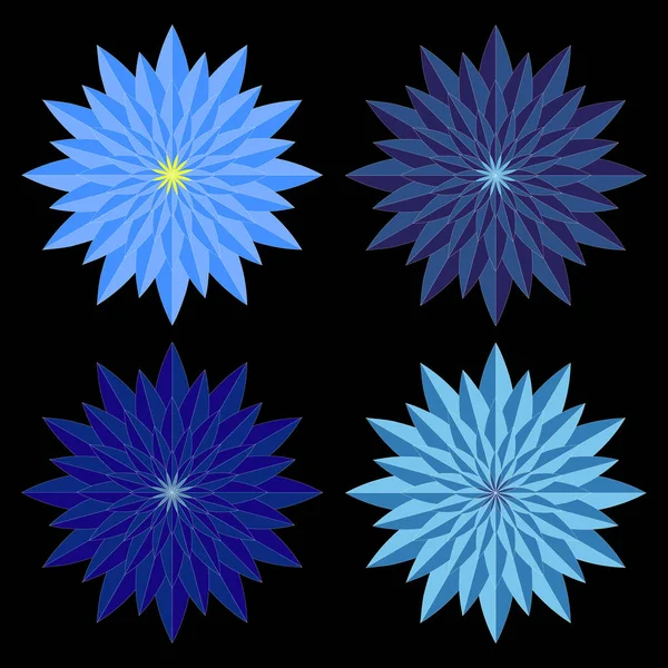 Синя геометрична квіткова мандала набір . — стоковий вектор
