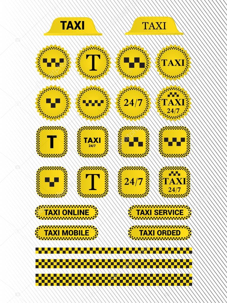 Taxi stylish set of stickers, logos and icons