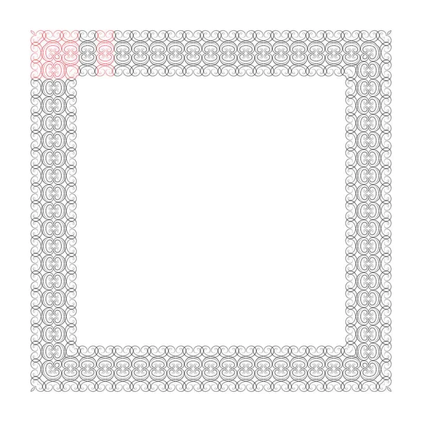 Marco cuadrado vectorial abstracto calado plata. Patrón ondulado con orden geométrico. Plata, brillo de metal brillante sobre un fondo claro . — Archivo Imágenes Vectoriales