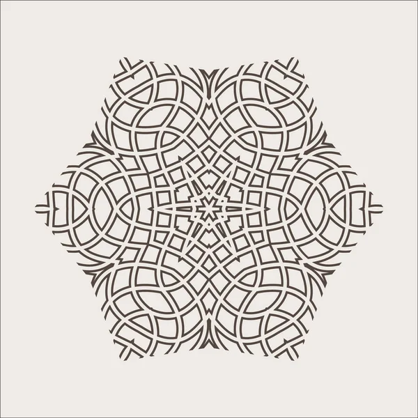 Mandala monocromática. Patrón circular vectorial geométrico. Averiguar líneas onduladas . — Vector de stock