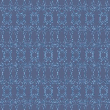 Vektör soyut kesintisiz mavi Ajur modeli. Geometrik sipariş dalgalı desenle. Karanlık bir arka plan üzerine açık mavi parlak metal kırpar.