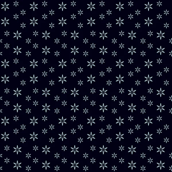 Modèle sans couture de Noël avec flocons de neige sur fond noir — Image vectorielle