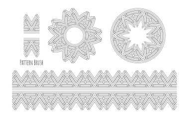 Desen fırçaları ve dairesel bir desen ve onun temelinde yapılan bir doğrusal model. Tasarımınız için vintage öğeler