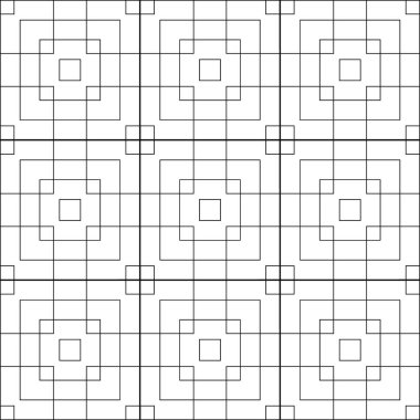 Vektör desen kesişen ve iç içe geçmiş kareler. Siyah ve beyaz kılavuz düzeni.