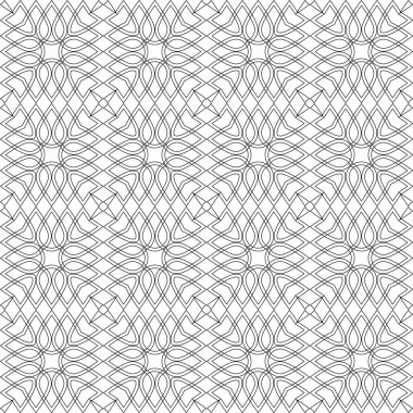 Dikişsiz siyah beyaz geometrik desen. Vektör soyut Ajur arka plan. Bir şablon ile geometrik bir düzen.
