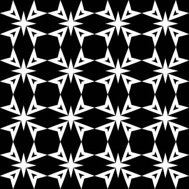 Dikişsiz siyah beyaz geometrik desen. Vektör soyut Ajur arka plan. Bir şablon ile geometrik bir düzen.