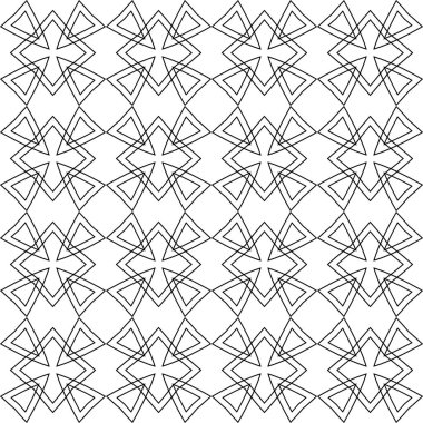 Dikişsiz siyah beyaz geometrik desen. Vektör soyut Ajur arka plan. Bir şablon ile geometrik bir düzen.