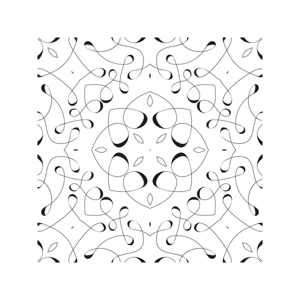 Elemento gráfico quadrado para criar um padrão sem emenda abstrato. Ornamento geométrico, fundo vetorial sem costura. Textura moderna em preto e branco, padrão gráfico. Desenho a partir de linhas finas de calibre — Vetor de Stock