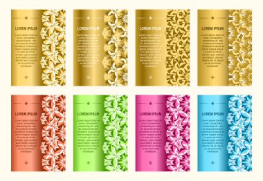 Kitap bir dizi tasarım desenleri kapsar. Altın sesleri bazı resimler. Çizimin bir başka bir bölümünü zengin parlak renklerde çerçeveli.