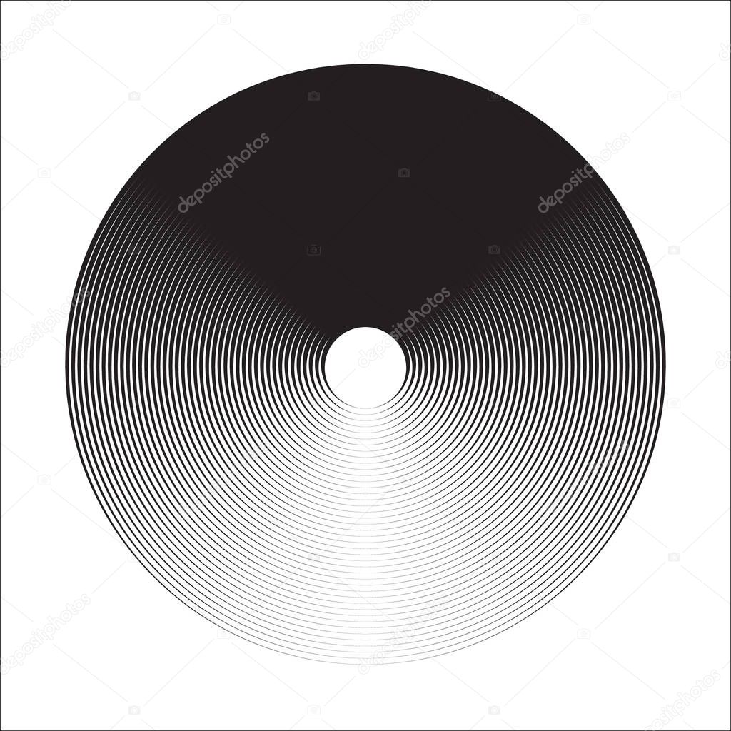 Concentric Circle Elements Backgrounds. Abstract circle pattern. Black and white graphics.