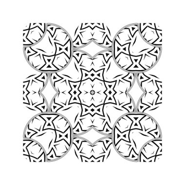 Soyut bir seamless modeli oluşturmak için bir grafik elemanı kare. Bir katı geometrik süsleme, siyah ve beyaz seamless modeli