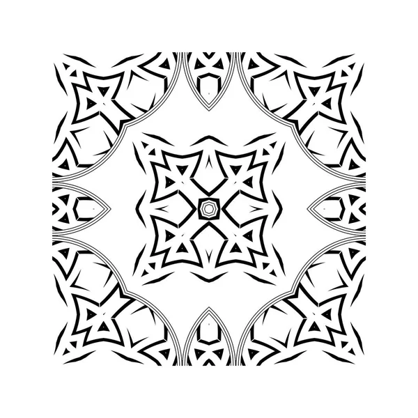 Quadratisches grafisches Element zur Erzeugung eines abstrakten, nahtlosen Musters. ein streng geometrisches Ornament, schwarz-weißes nahtloses Muster — Stockvektor