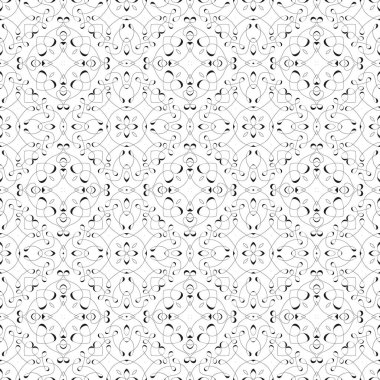 Caligraphic satırları. Siyah ve beyaz vektör seamless modeli