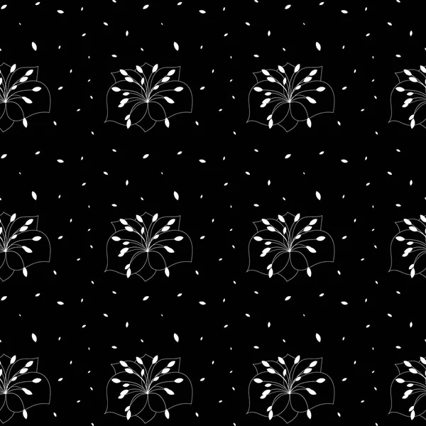 Векторный бесшовный цветочный узор. Черно-белый вертикальный узор, орнамент ручной работы — стоковый вектор