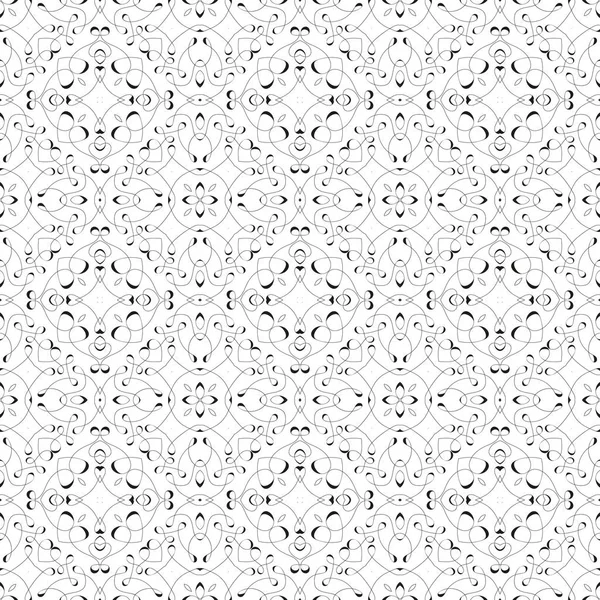 カリグラフィック ライン。黒と白のベクトルのシームレス パターン — ストックベクタ