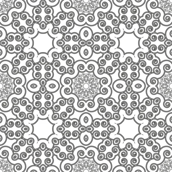 Black and white seamless abstract pattern with spirals, vector — Stock Vector