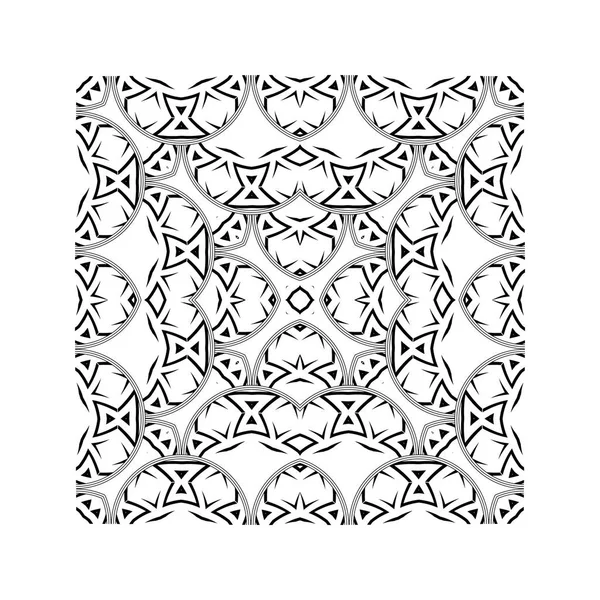 Élément graphique carré pour créer un motif abstrait sans couture. Un ornement géométrique strict, motif sans couture noir et blanc — Image vectorielle