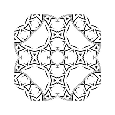 Soyut bir seamless modeli oluşturmak için bir grafik elemanı kare. Bir katı geometrik süsleme, siyah ve beyaz seamless modeli