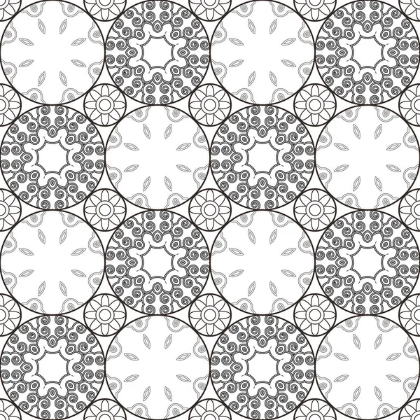 Un patrón de círculos en colores contrastantes. Patrón geométrico transparente en blanco y negro — Vector de stock
