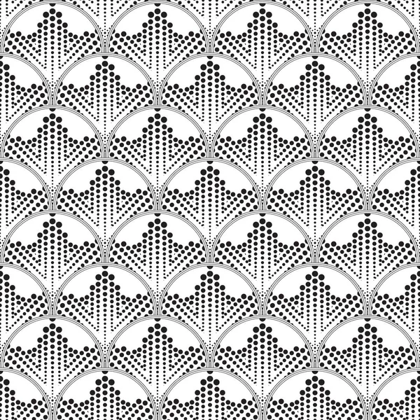 Un elegante patrón moderno de círculos y puntos en colores contrastantes. Patrón geométrico transparente en blanco y negro — Archivo Imágenes Vectoriales