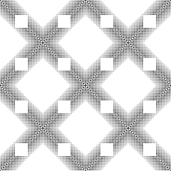 A strict geometric ornament is created from small squares in contrasting colors. Black and white seamless pattern — Stock Vector