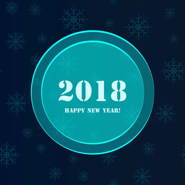 Vector illustration of a happy new year 2018 against a background of white snowflakes on a dark blue — Stock Vector