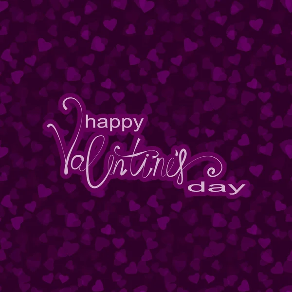 Valentines day background with hearts, lettering — Stock Vector