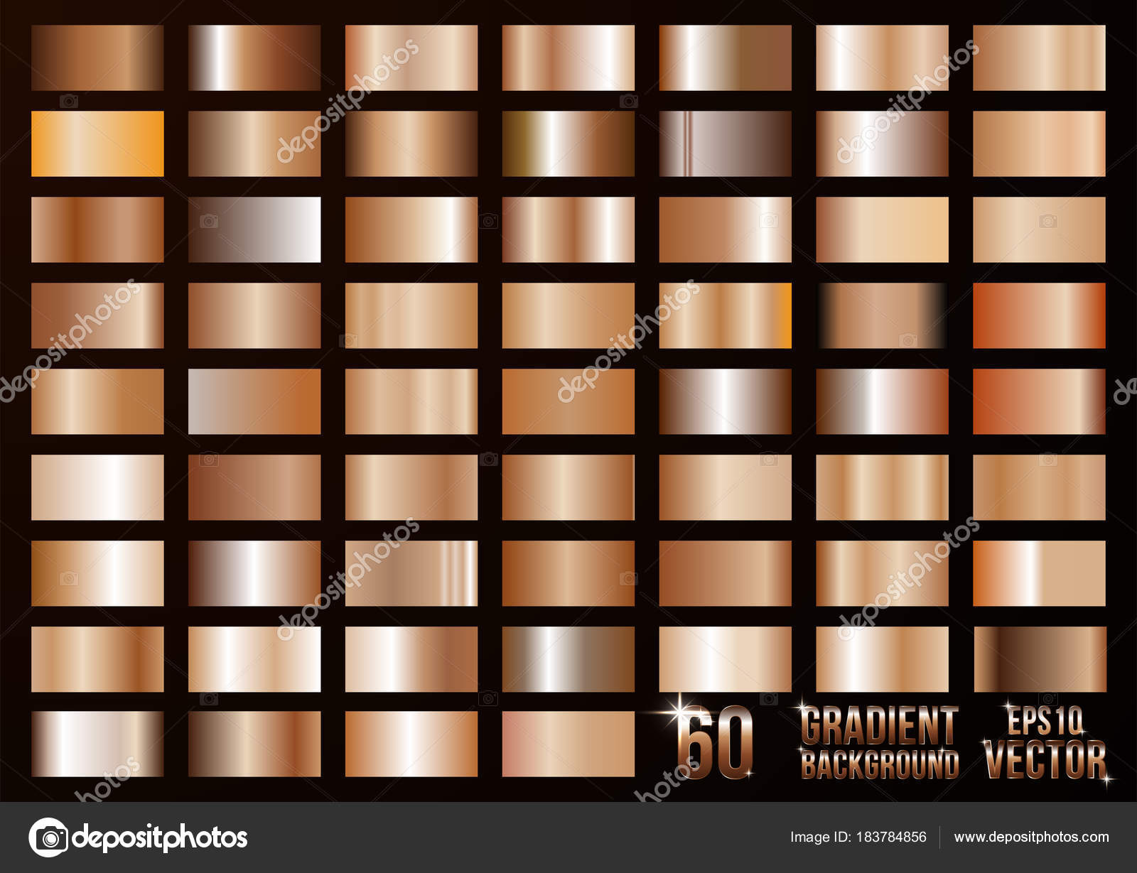 A big set of gradients. Brown, bronze colors, swatches collection