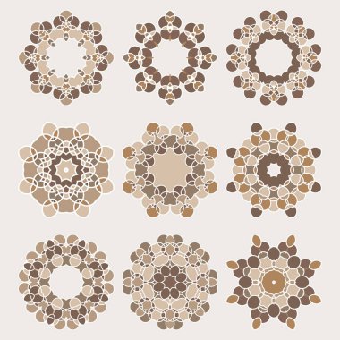 Mandala. Etnik dekoratif öğeler, yuvarlak süsleme. Vektör çizim