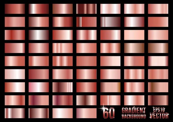 Conjunto de 60 gradientes metálicos coloridos, coleção de amostras. Design de gradação diferente —  Vetores de Stock