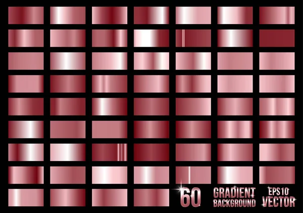 Zestaw 60 kolorowych gradientów metalowe, próbki kolekcji. Projekt różnej gradacji — Wektor stockowy