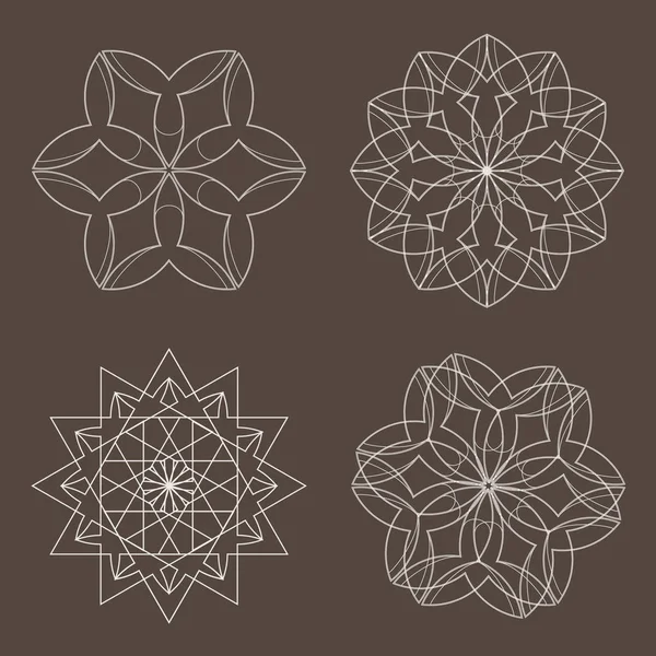 Mandala. Ensemble d'ornement géométrique circulaire. Motif d'ornement rond. Éléments décoratifs vintage. Ethnique, indien, islamique, asiatique, ottoman, motifs arabes. Illustration vectorielle . — Image vectorielle