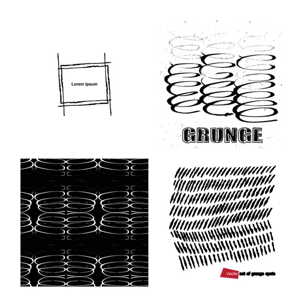 Un conjunto de dibujos grunge. Elementos de diseño destruidos, gráficos en blanco y negro. Estilo étnico, Hipsters, Boho, alfombra rústica — Vector de stock