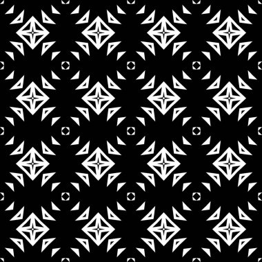 Dikişsiz siyah beyaz geometrik desen. Vektör soyut Ajur arka plan. Bir şablon ile geometrik bir düzen.