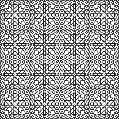 Dikişsiz siyah beyaz geometrik desen. Vektör soyut Ajur arka plan. Bir şablon ile geometrik bir düzen.