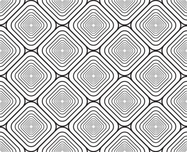 Dikişsiz siyah beyaz geometrik desen. Vektör soyut Ajur arka plan. Bir şablon ile geometrik bir düzen.