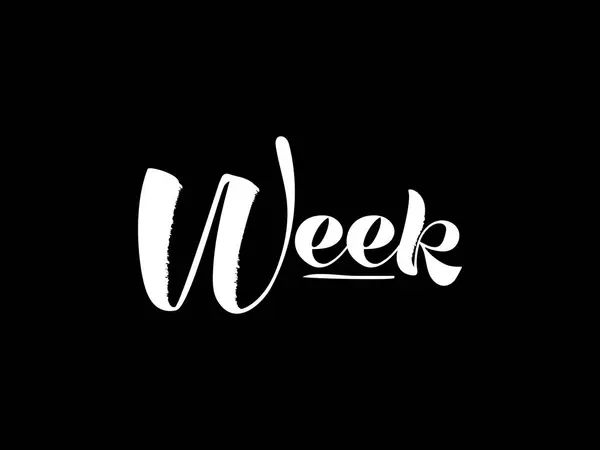 Week. Hand tekenen belettering. Vectorillustratie wit op een zwarte achtergrond — Stockvector