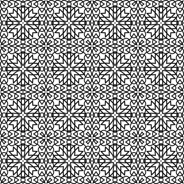 Patrón geométrico en blanco y negro sin costuras. Fondo calado abstracto vectorial. Una plantilla con un orden geométrico . — Vector de stock