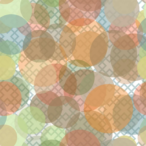 Seamless mönster - flerfärgad pastell cirklar och geometrisk bakgrund. — Stock vektor