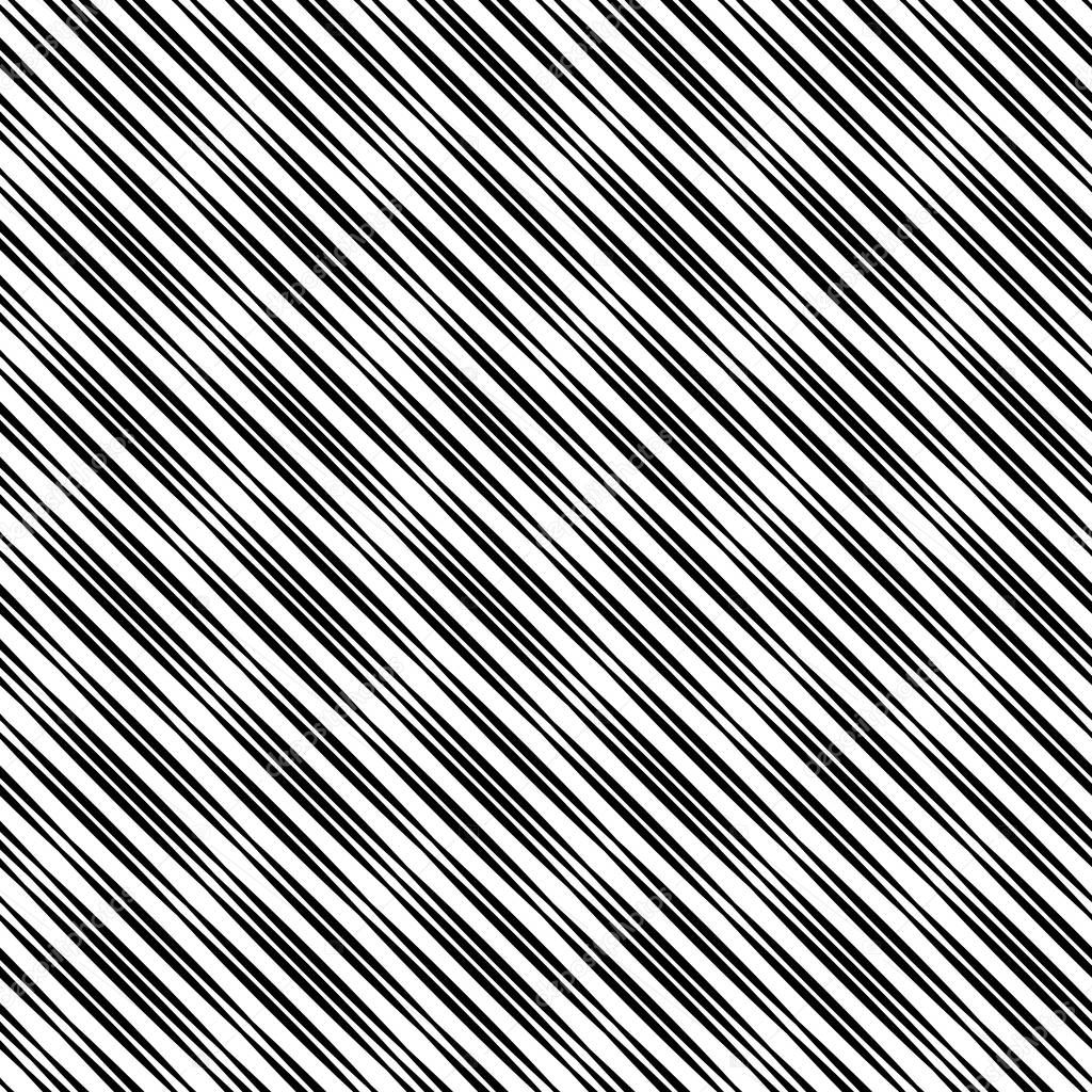 Reliefless infinite diagonal texture, black lines of variable width on white. Seamless vector pattern, repeat texture background.