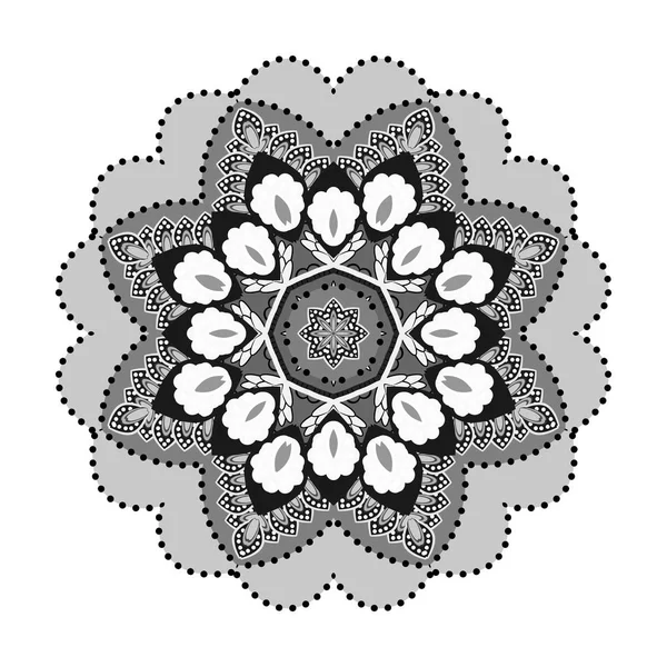 Vintage dekoratif öğeler. Anahat çiçek mandala. Islam, Arapça, Indian, Osmanlı, Türk, Pakistan, motifler, Logo. Siyah beyaz tek renkli vektör çizim — Stok Vektör