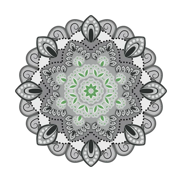 Mandala. Oryantal model, Dekoratif süsleme, çiçek tasarım öğesi. Tek renkli vektör çizim. — Stok Vektör