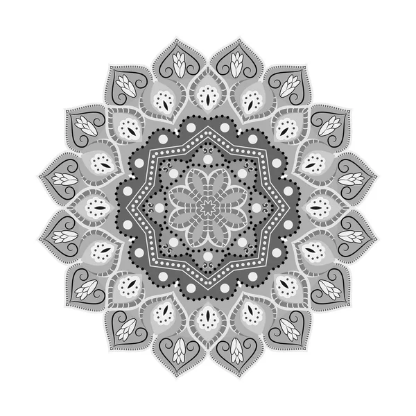 Mandala vintage monocromo con adorno floral. Elementos decorativos vintage. Diseño de fondo de estilo boho . — Vector de stock