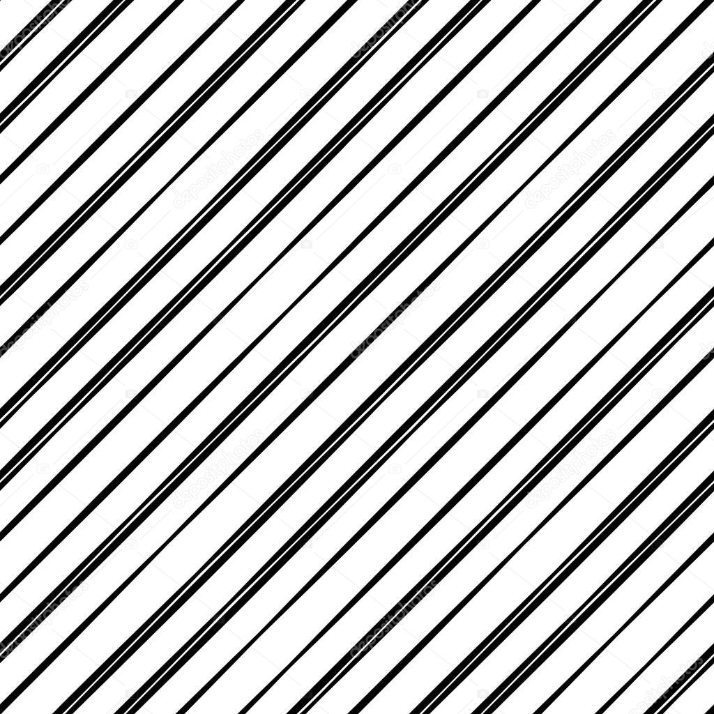 Seamless vector pattern of straight parallel lines of variable thickness. A simple geometric texture with a grid of straight diagonal parallel strips.