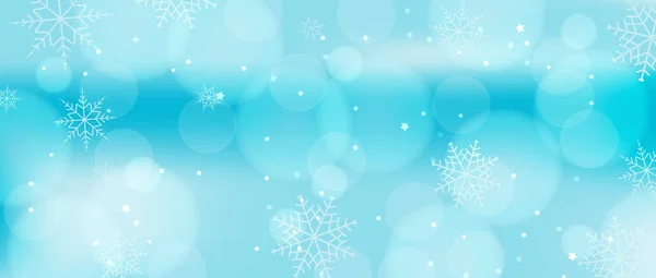 Jul bakgrund med snöflingor och bokeh. Vektorillustration. — Stock vektor
