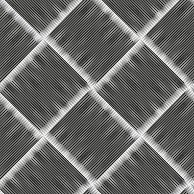 Dikişsiz kareli köşegen desen grunge ile kesişen kare öğeleri çizgili. Tek renkli geometrik vektörel desen. Optik illüzyon etkisi.