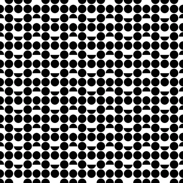 Schwarz-weiße abstrakte Vektormuster aus Kreisen und Halbkreisen. nahtloser Hintergrund. — Stockvektor