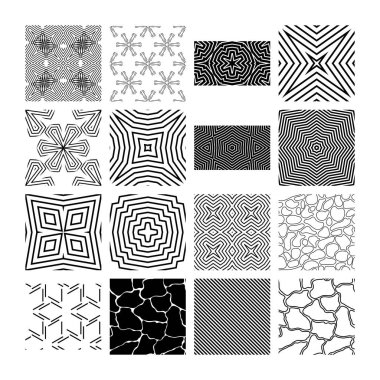 Karmaşık tek renkli vektör geometrik desenleri.